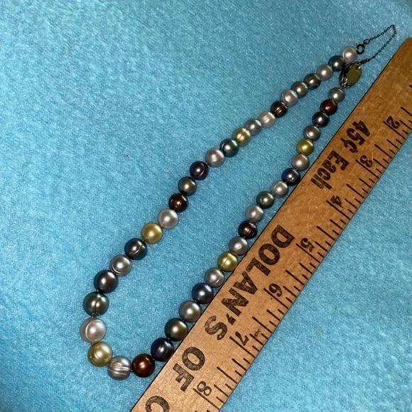 HUGER & Co. Tahitian south sea carved pearl necklace vintage 925 sterling 1934 - Picture 5 of 7